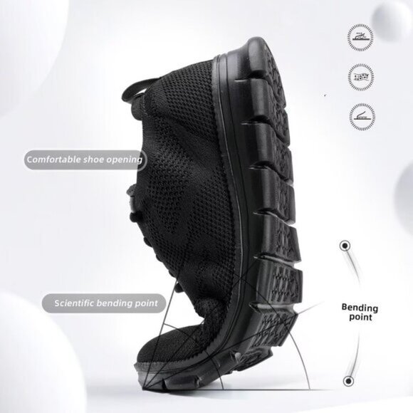 ⚡Men's 2 Black Mesh Casual Walking Business Oxfords Work Lightweight Sneakers - Picture 4 of 7